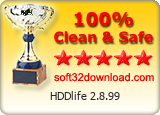 HDDlife 2.8.99 Clean & Safe award